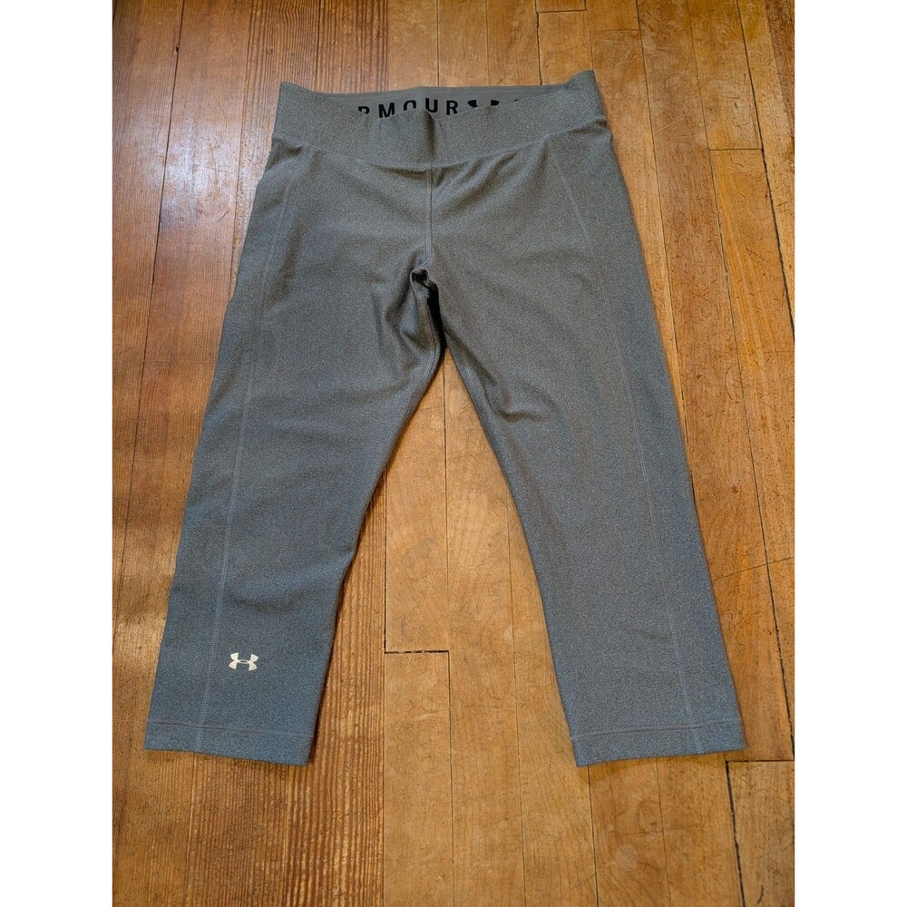 Under Armour Compression Capri Leggings Womens Large L HeatGear Activewear Gray